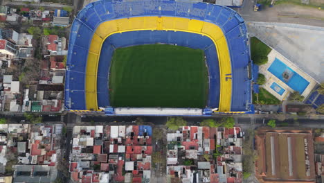 aerial view of boca juniors' iconic la bombonera stadium in buenos aires, argentina. 4k.