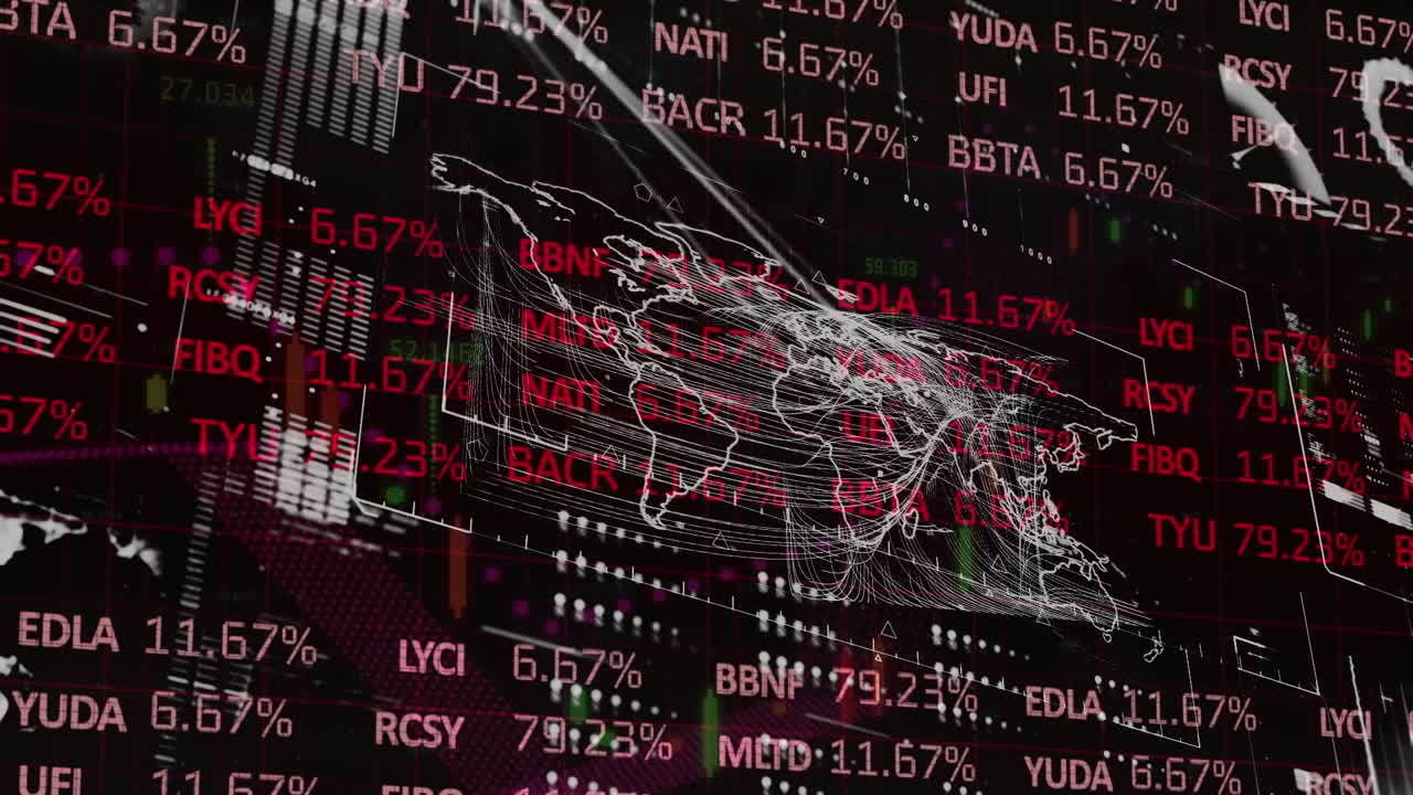 Animation of statistics and data processing over world map