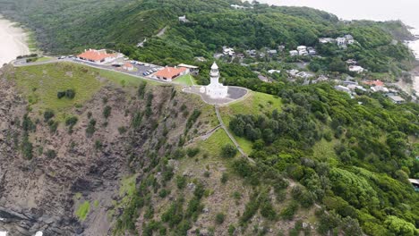 aerial footage of lighthouse and coastal landscape