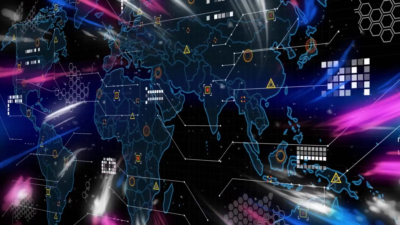 Animazione di elaborazione dati su uomini con sfondo nero