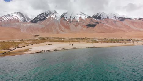 aerial the breathtaking beauty of pangong lake with majestic mountains, ladakh, india