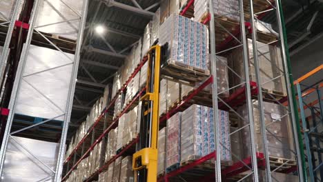 warehouse interior with forklift and pallet racking