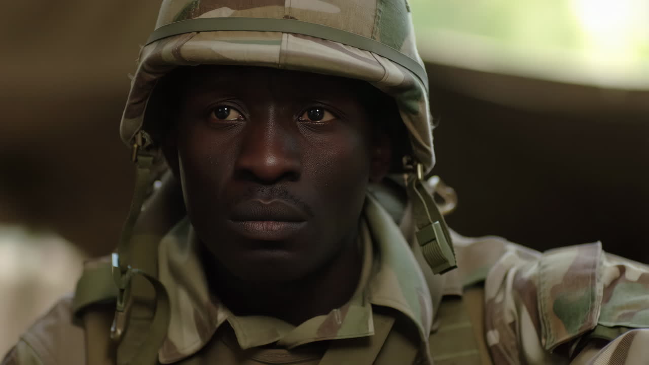 Close-up Portrait of an African Soldier