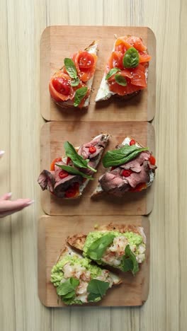 sharing delicious open-faced sandwiches