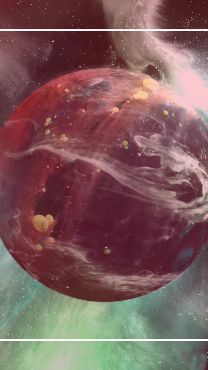 Animation of white frame over planet on sky with stars