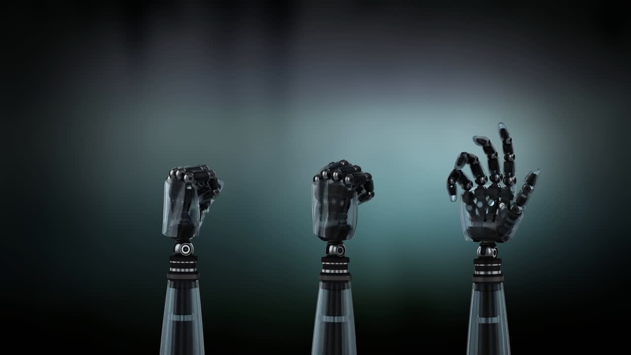 Robot hands over dark gradient background