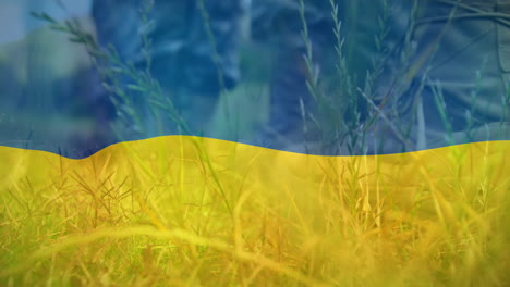 animazione della bandiera dell'ucraina sugli stivali dei soldati