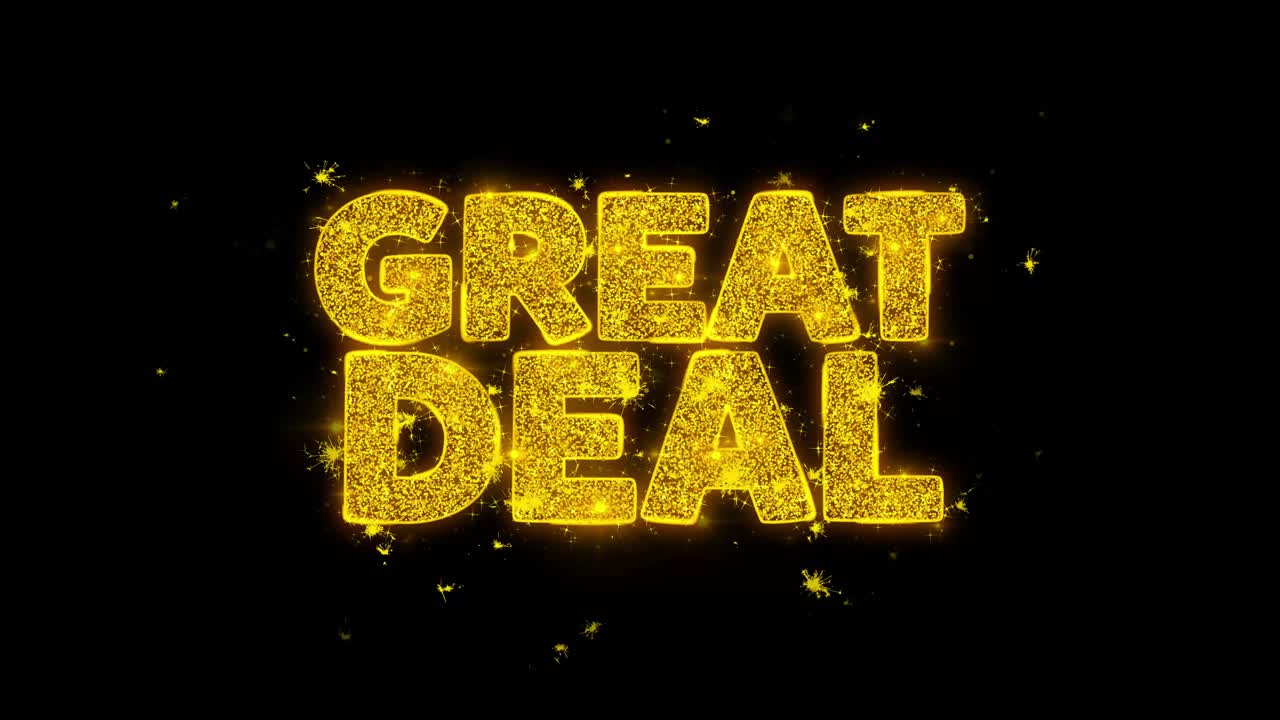 Great Deal Sparkling Text on Black Background