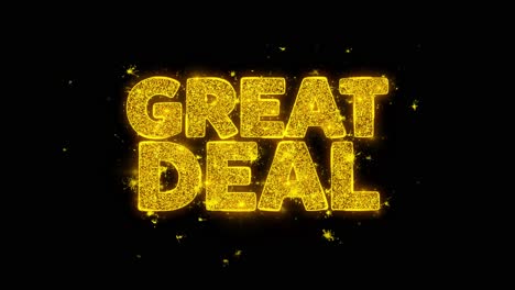 great deal sparkling text on black background