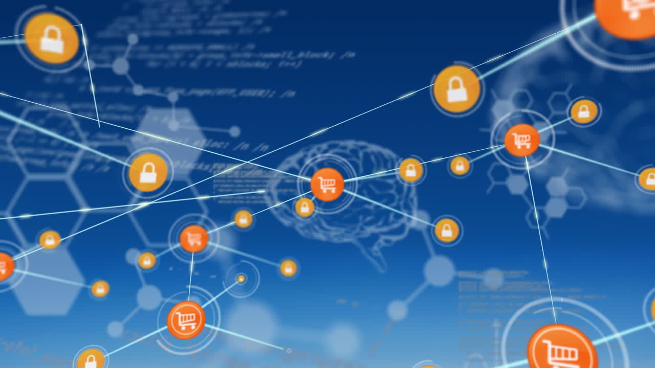 인간의 뇌와 데이터 처리를 통해 연결 네트워크의 애니메이션