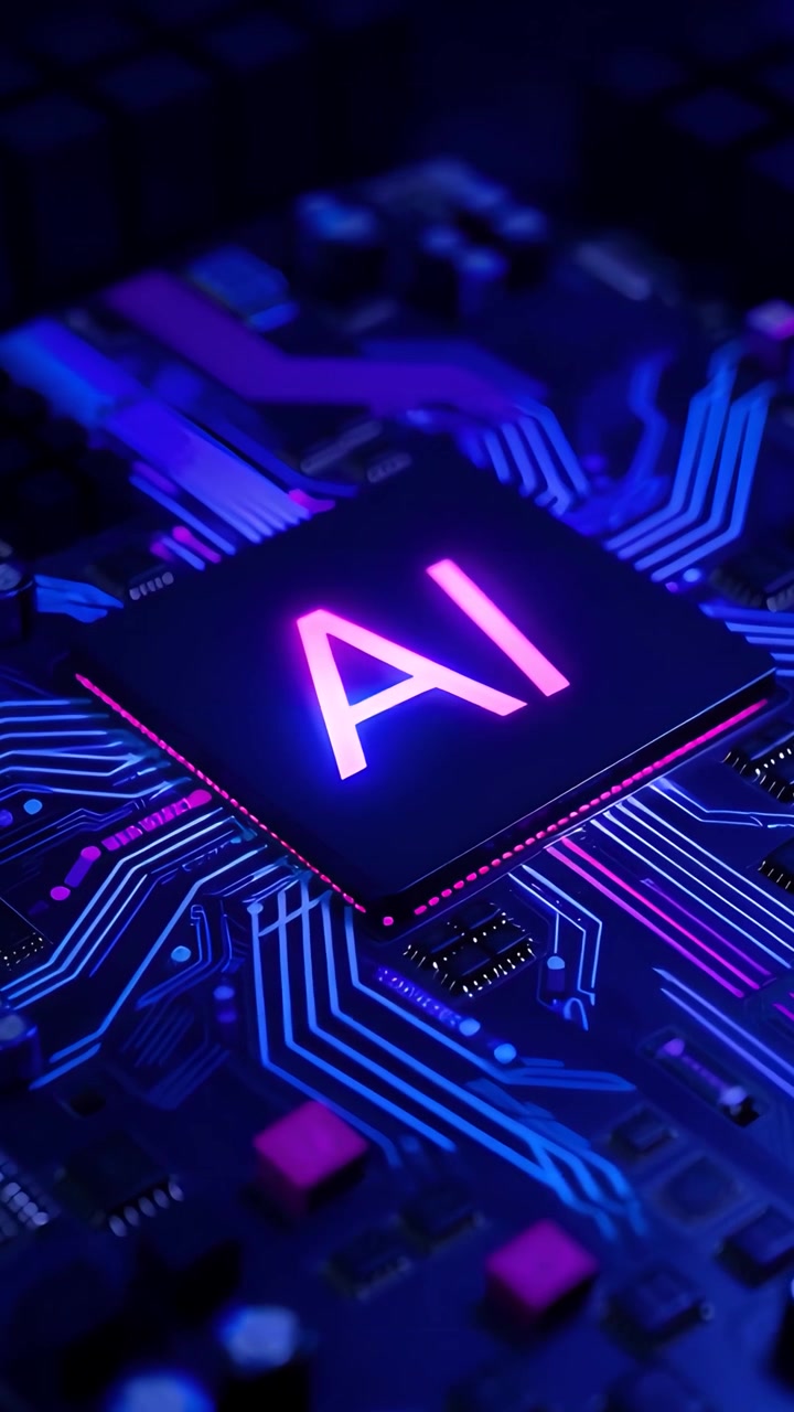 Futuristic AI Chip Motherboard Technology Background 4K