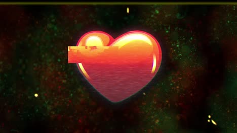 animation of heart with glitch on black background