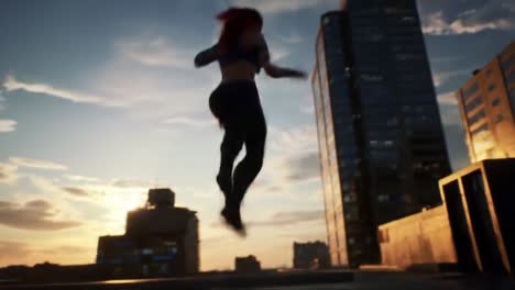 urban parkour at sunset