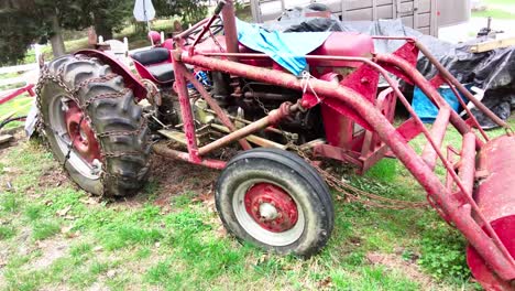 old farm tractor with chains on the tires