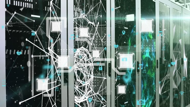 Animation of networks and data processing over computer servers