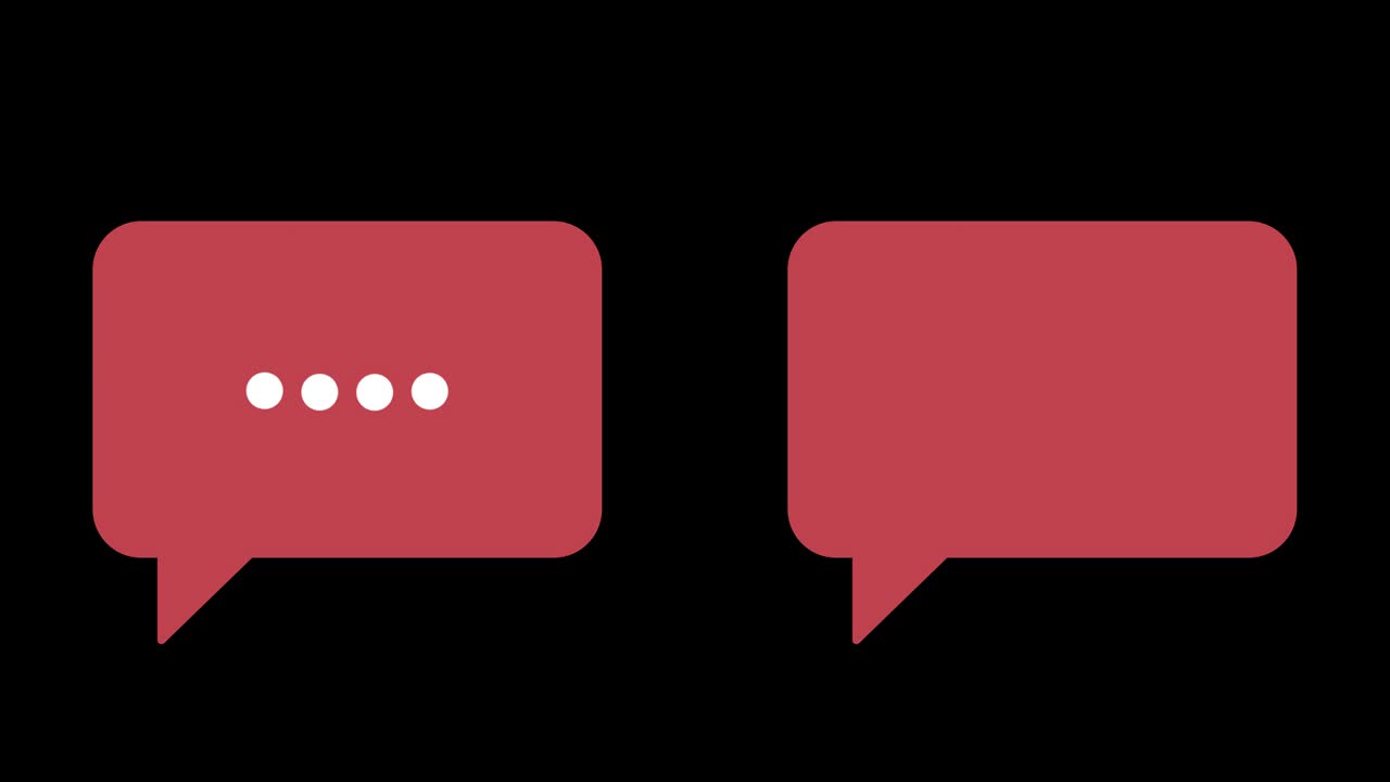 Speech bubbles, message clouds with circle loading bar animation, Alpha Channel (transparent background + Loop 4k)