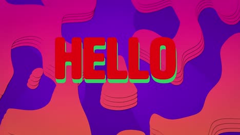 Animation-of-hello-text-over-shapes-on-blue-background