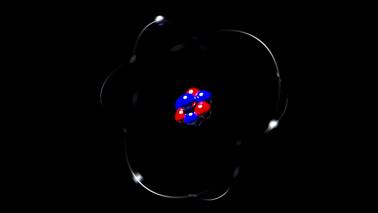 회전하는 원자, 단일 핵, 양성자, 중성자, 전자 루프, 4k