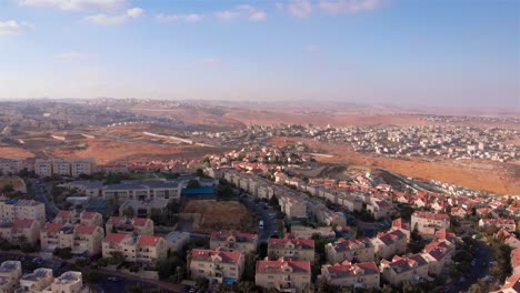 aerial view of a residential town and arid landscape