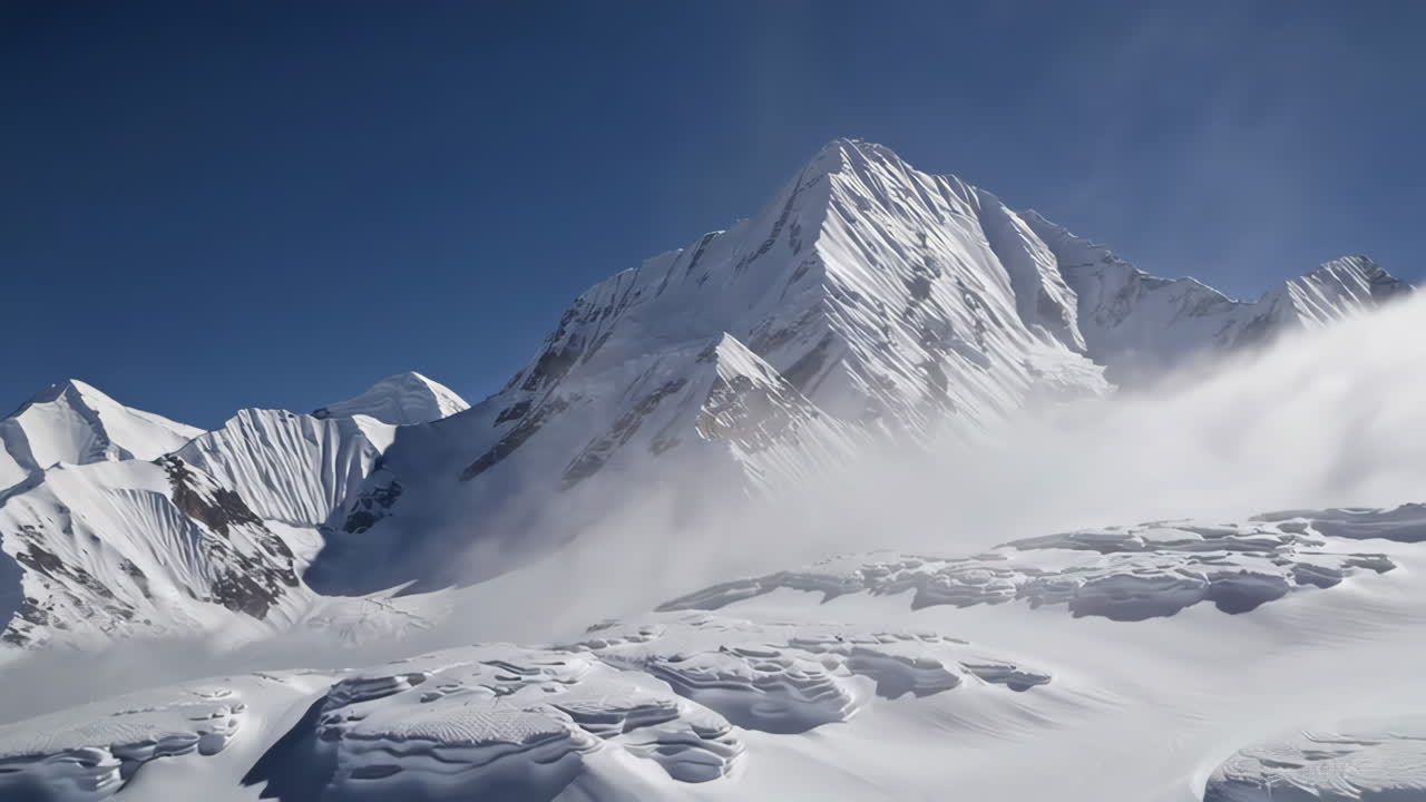 Snowy Mountain Peaks in the Himalayas