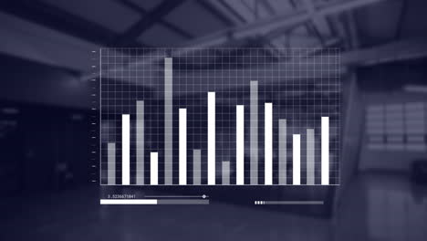 animación del procesamiento de datos financieros en una oficina vacía