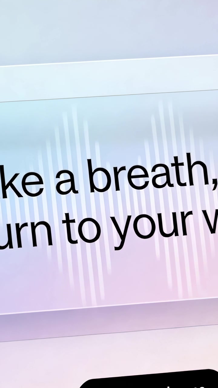 Vertical video: Showing pastel panel on open on phone, pulsing bars, shifting black text for breath