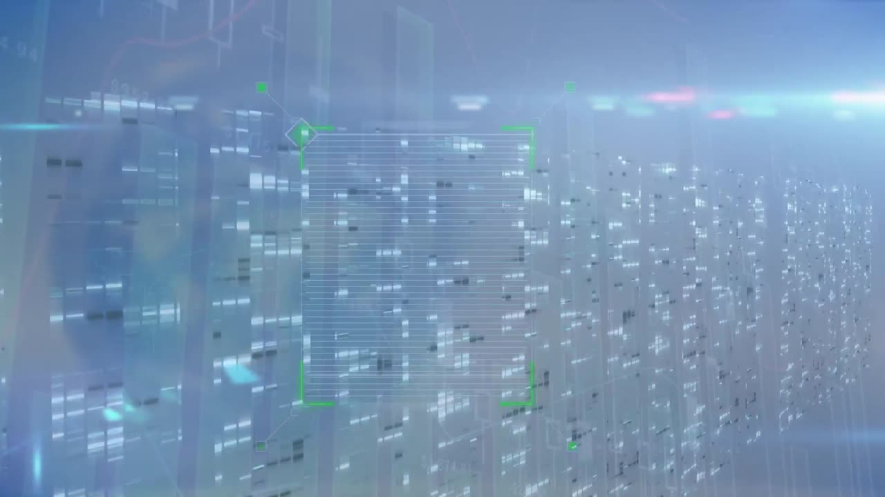 Animation of moving columns over blue background