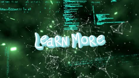 animación de aprender más texto sobre procesamiento de datos y conexiones.