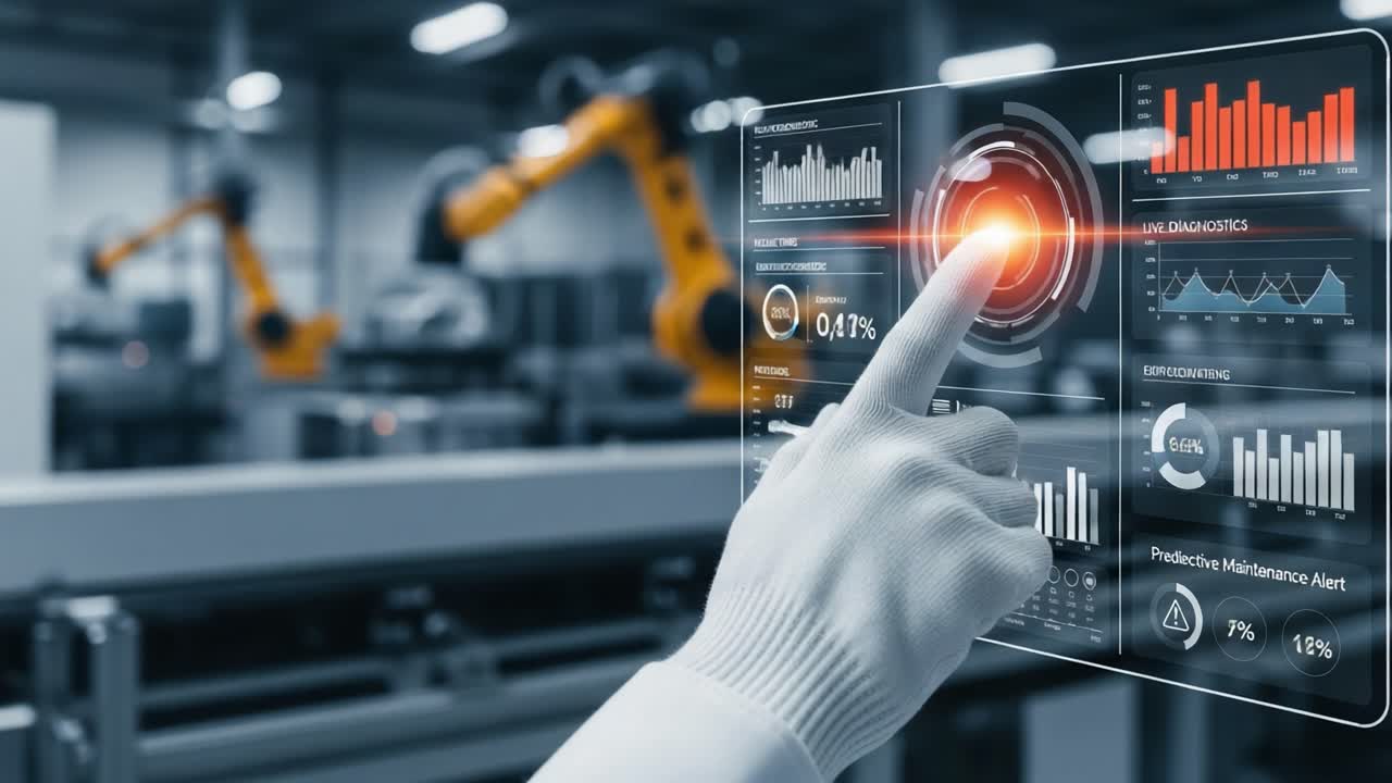 Interactive Display with Visual Analytics for Robotics Operations: Monitoring Performance and Predictive Maintenance in a Modern Factory Environment