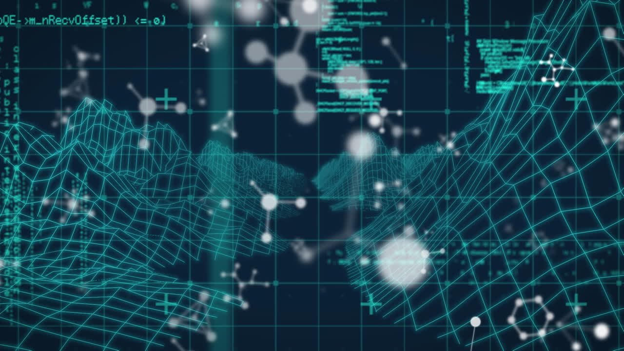 파란색 배경의 3d 구조에 대한 분자 구조와 데이터 처리