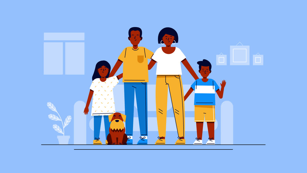 счастливая афроамериканская семья с собакой