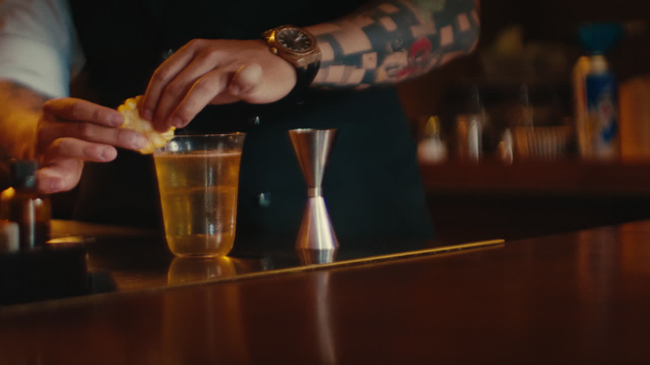 Bartender making a corn cocktail