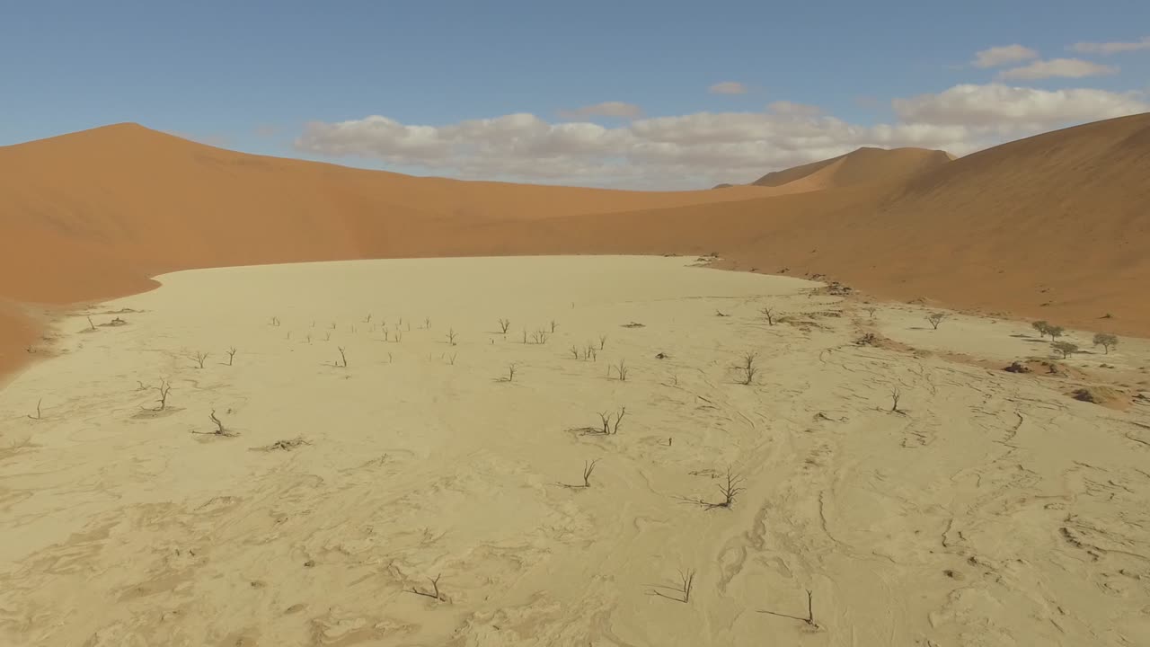 Deadvlei, Namib Desert from the sky, aerial shot at Sossusvlei, Namibia