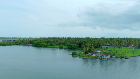 kollam islands in ashtamudi lake sambranikodi and surrounded islands drone shots