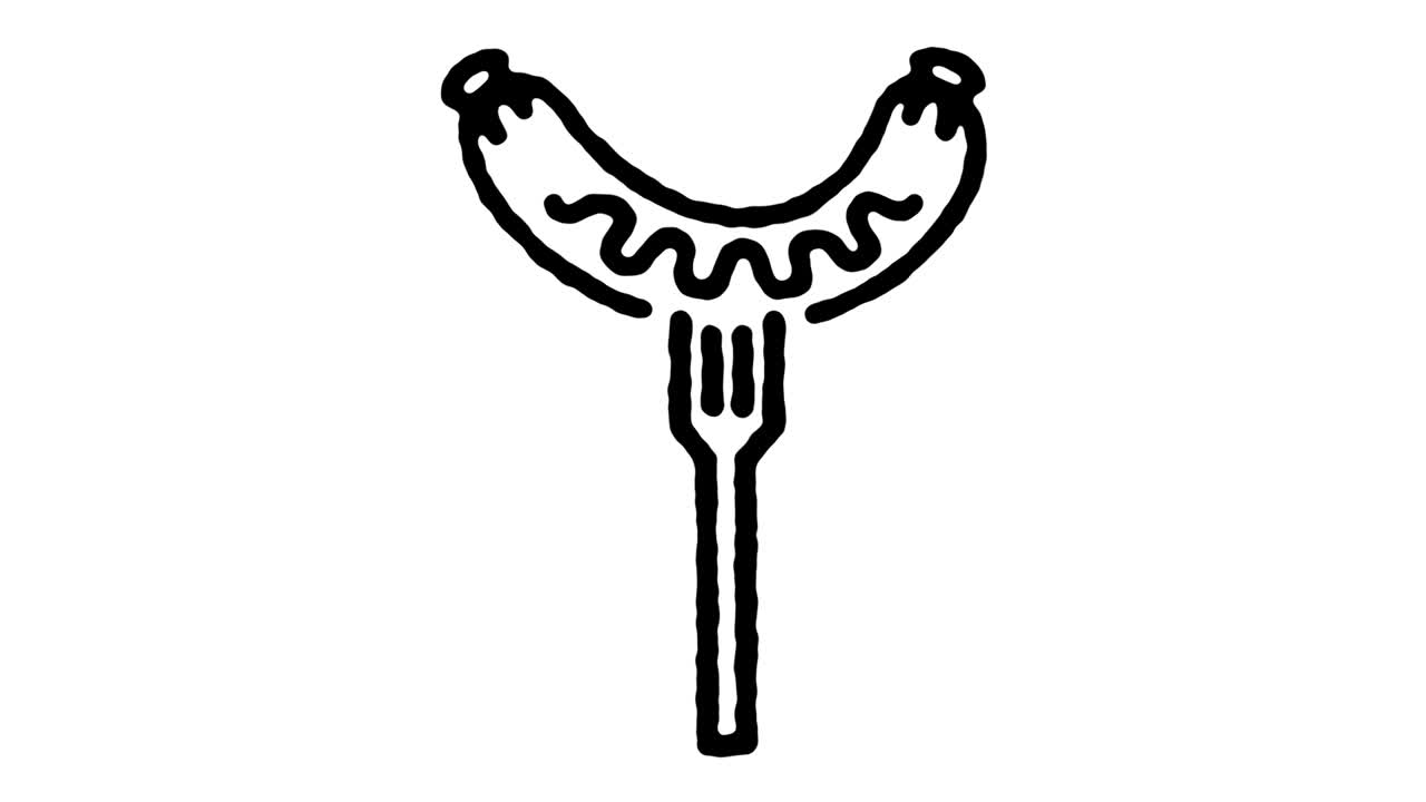 animación del icono de la línea de boceto de la fiesta de barbacoa