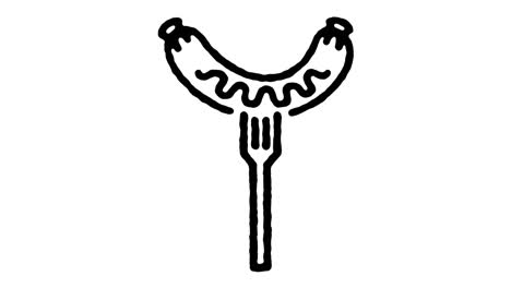 barbecue party sketch line icon animation