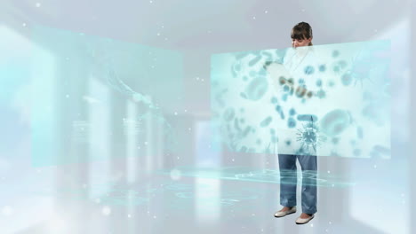 animación de pantallas con procesamiento de datos sobre una doctora