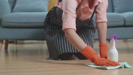 woman cleaning the floor