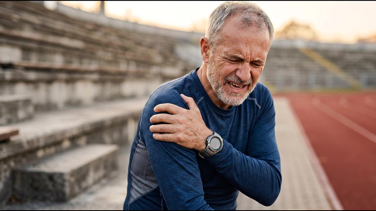 Adulto sentindo dor nas costas, pescoço ou ombro durante o trabalho, atividades diárias e recuperação.