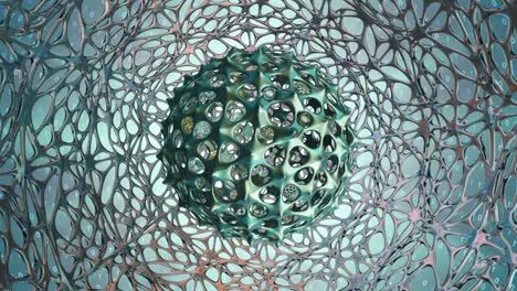 orbe puntiagudo de ciencia ficción girando en un fondo de red, bucle