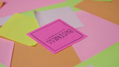 business concept of revolving sticky notes with business written on top note 1