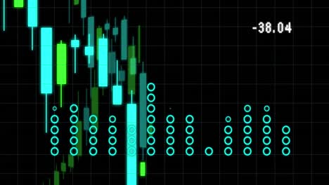 animación del procesamiento de datos financieros sobre un fondo oscuro