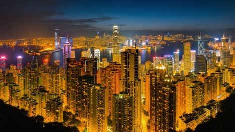 panoramic view of hong kong city skyline at dusk