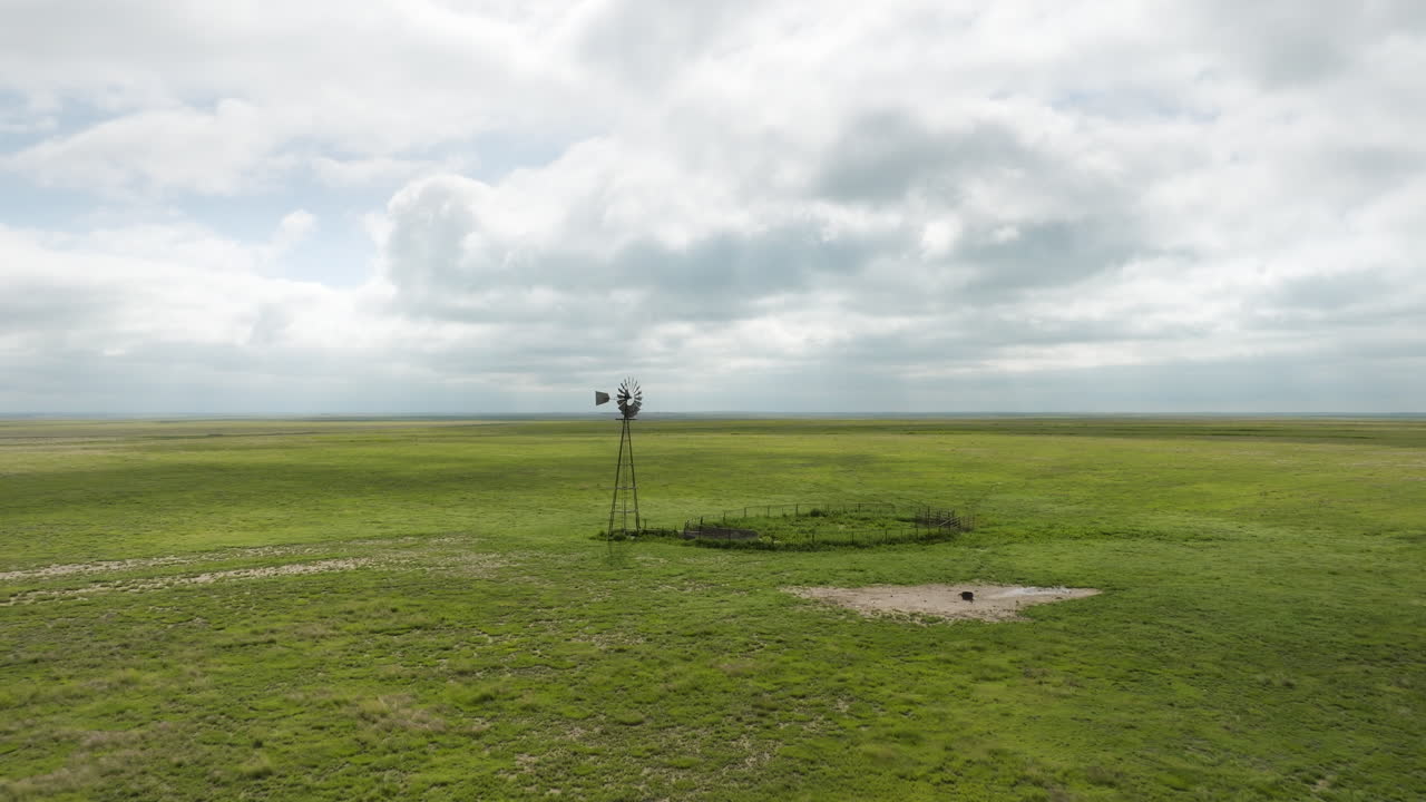 Panoramic Prairie Landscape with Windmill