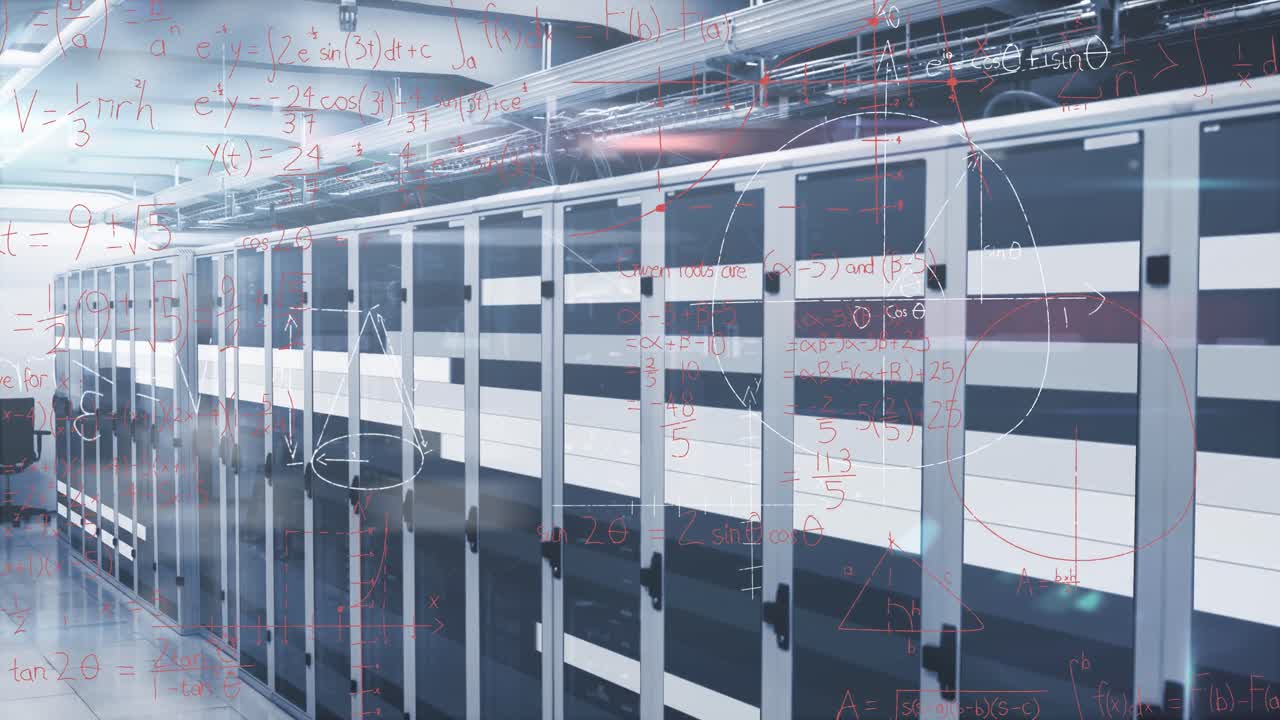 Animation of data processing over server room