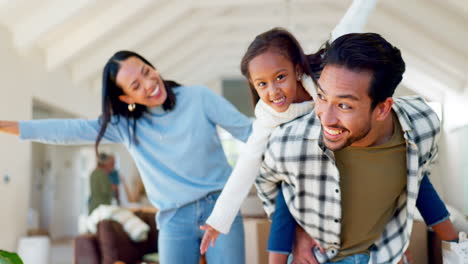 happy, flying and a family being playful