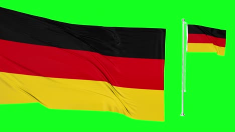 green screen germany two flags waving german flagpole animation 3d chroma key