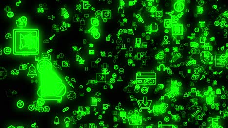 íconos digitales verdes abstractos