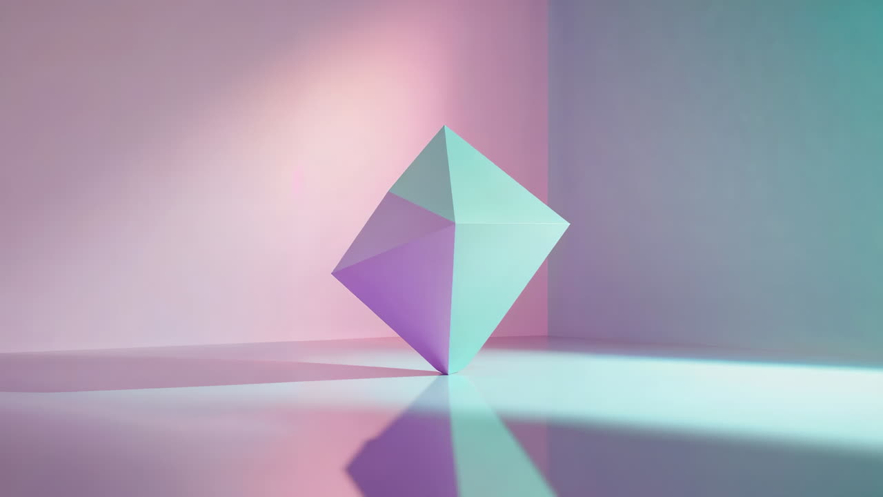 Abstract Geometric Polyhedron in Pastel Gradient Lighting