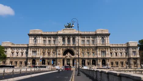 Traffic-around-Supreme-Court-of-Cassation-in-Rome,-Italy